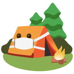 Camping and Face with medical mask