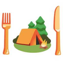 Camping and Fork and knife with plate