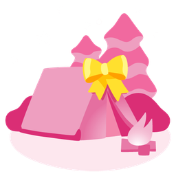 Camping and Heart with ribbon