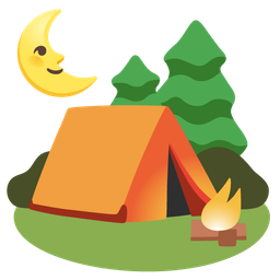 Camping and Last quarter moon face