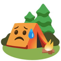 Camping and Sad but relieved face