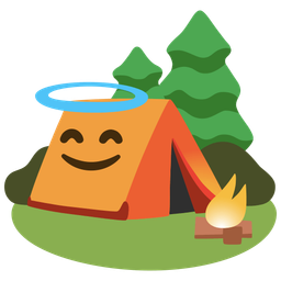 Camping and Smiling face with halo
