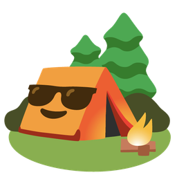 Camping and Smiling face with sunglasses