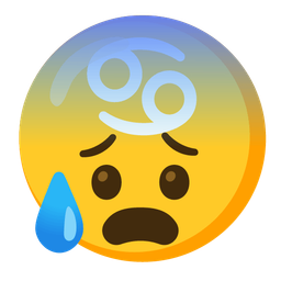 Cancer and anxious face with sweat