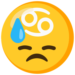 Cancer and downcast face with sweat