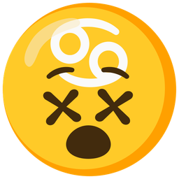 Cancer and face with crossed-out eyes