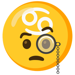 Cancer and face with monocle