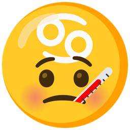 Cancer and face with thermometer