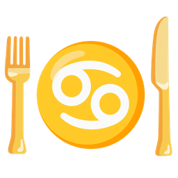 Cancer and fork and knife with plate