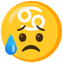 Cancer and sad but relieved face