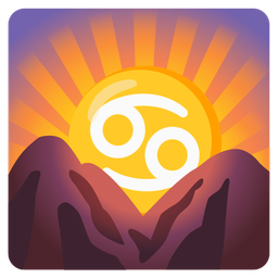 Cancer and sunrise over mountains