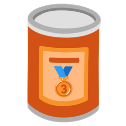 Canned food and 3rd place medal