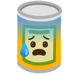 Canned food and Anxious face with sweat