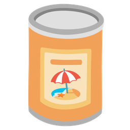 Canned food and Beach with umbrella