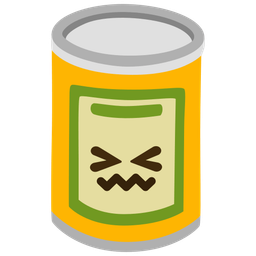 Canned food and Confounded face