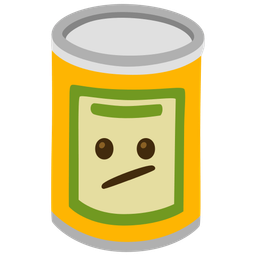 Canned food and Face with diagonal mouth