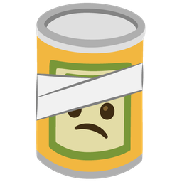 Canned food and Face with head-bandage