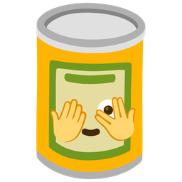 Canned food and Face with peeking eye