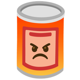Canned food and Face with symbols on mouth