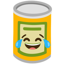 Canned food and Face with tears of joy