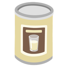 Canned food and Glass of milk