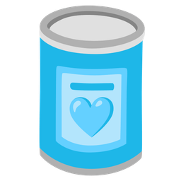 Canned food and Light blue heart