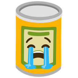 Canned food and Loudly crying face