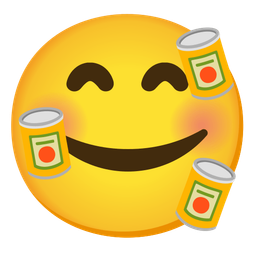 Canned food and Smiling face with hearts