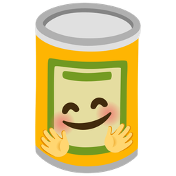 Canned food and Smiling face with open hands