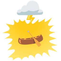 canoe and cloud with lightning