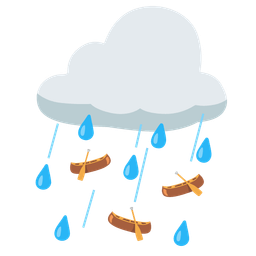 canoe and cloud with rain