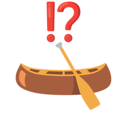 canoe and exclamation question mark