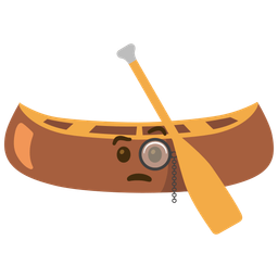 canoe and face with monocle