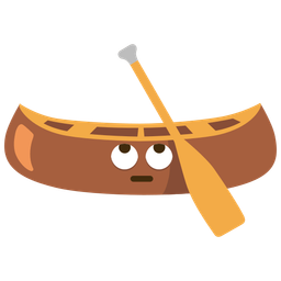 canoe and face with rolling eyes