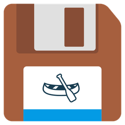 canoe and floppy disk