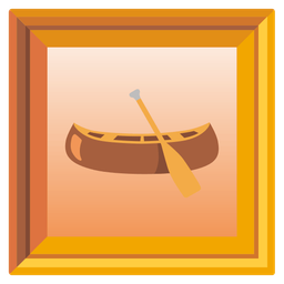 canoe and framed picture