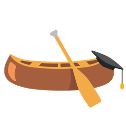 canoe and graduation cap