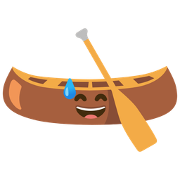 Canoe and Grinning face with sweat