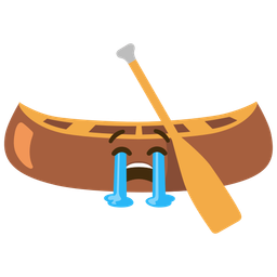 canoe and loudly crying face