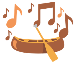 canoe and musical notes