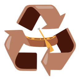 canoe and recycling symbol