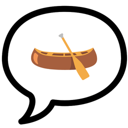 canoe and speech balloon