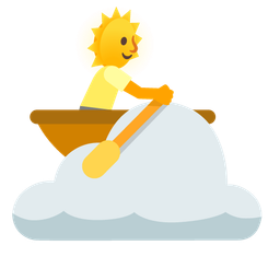 canoe and sun behind cloud