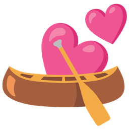 canoe and two hearts