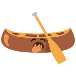 canoe and yawning face