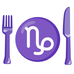 Capricorn and fork and knife with plate