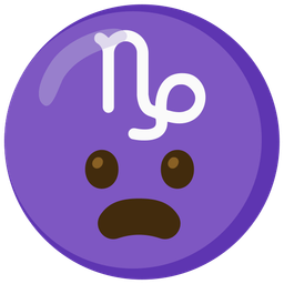 Capricorn and frowning face with open mouth