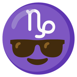 Capricorn and smiling face with sunglasses