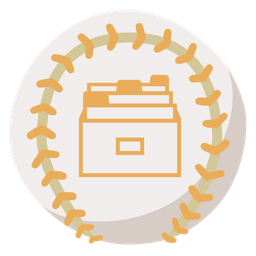 card file box and baseball