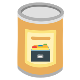 card file box and canned food